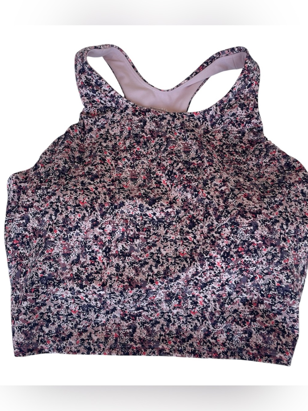 Athleta Conscious Crop Top Bra Pink Splatter Print Built In Bra Plus Size 1X